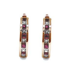 Bijoux à court délai de livraison Meilleures ventes Top qualité platine or Rose véritable diamant et rubis mince Huggie boucles d'oreilles pour cadeau - Product Image 1