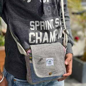 Bolso bandolera de cáñamo del Himalaya ecológico, hecho a mano cruzado bolso de hombro, monedero de viaje pequeño para mujeres y niñas con correa ajustable - Product Image 4