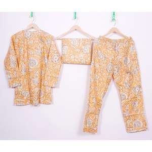 Indian Exporter Offers New Style <b>Summer</b> Floral Print Woven Cotton <b>Pajama</b> Set <b>Women</b> Customizable Satin Sleepwear - Product Image 4