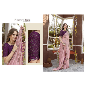 Large gamme de produits Vêtements ethniques indiens élégants pour mariage et fête Saree en georgette douce avec imprimé d'aluminium - Product Image 1