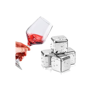 ก้อนน้ำแข็งสแตนเลสสำหรับงานเลี้ยงอาหารค่ำทำจากหินก้อนน้ำแข็งโลหะ6ชิ้น - Product Image 3