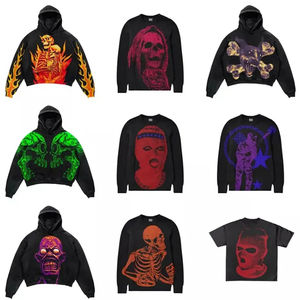 Sudadera con capucha lavada con ácido desgastada para hombre de talla grande vintage personalizada recortada con gráfico de gran tamaño y borde cortado con dobladillo crudo-XL - Product Image 5