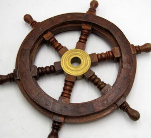 Volante de barco de madera náutico, decoración de pirata, barco de pared de pesca de latón de madera, la mejor rueda de barco náutico, decoración hecha a mano - Product Image 1