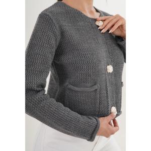 Cárdigan Antracita para Mujer con Botones Adornados, Accesorio de Moda al por Mayor - Product Image 2