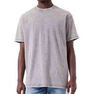 Camiseta de Algodón Vintage Lavada al Ácido para Hombre, al por Mayor, MOQ Bajo, Informal, Lisa, Talla Grande, Cuello Redondo, Estilo Urbano - Product Image 4