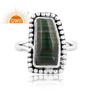 แหวนแยกอัญมณีมาลาไคต์ธรรมชาติสีเงินสเตอร์ลิงออกซิไดซ์แบบออกแบบได้ตามต้องการ - Product Image 2