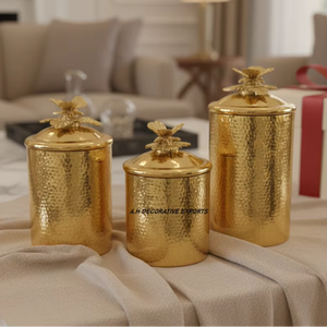 Luxury Handcrafted Eco-Friendly Stainless Steel Elegant <b>Decorative</b> Canister Freshness Preservation for Countertop Food Storage - Product Image 1