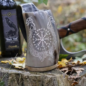 Authentic Eco-Friendly Viking Horn <b>Mug</b> Handmade Buffalo Horn Food Grade Medieval Style Religious Feng Shui Animal Beer <b>Mug</b> - Product Image 1