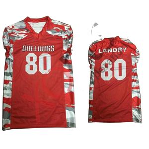 Maillot de football américain personnalisé en sublimation camouflage rouge, respirant, à manches courtes, impression par transfert thermique, séchage rapide, brillant - Product Image 1