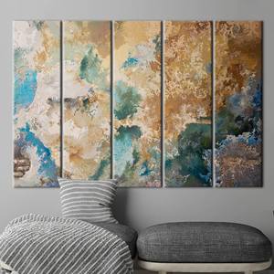 Art abstrait moderne sur toile : impression décorative murale aux tons terreux et bruns, 5P:Gallery Wrapped - Product Image 1