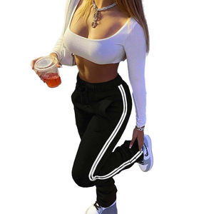 Pantalon de survêtement évasé personnalisé pour femme 2021, devant plat, streetwear décontracté, jogging, entraînement, hiver, molleton de coton - Product Image 6