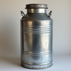 Lata de leche galvanizada hecha a mano con acabado de pátina de bronce rústico Detalles artesanales que ofrecen acento decorativo para interiores - Product Image 1