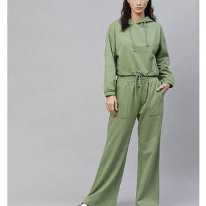 Calidad superior al por mayor de logotipo personalizado Mujer Slim Fit Sweat Suit 2 piezas Pant Set Chándal - Product Image 2