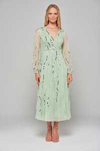 Vestido de Noche Largo Vintage para Mujer, con Lentejuelas y Cuentas, Diseño Sólido, Largo hasta el Suelo, Mangas Largas, para Banquetes, Fiestas y Salidas Informales - Product Image 3