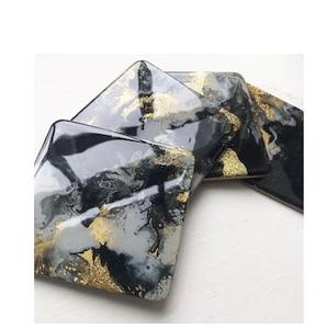 Epoxy Resin Square coaster and Wood Stand Eco Friendly Luxury Solid Wood and Epoxy Resin Craft Stone Coaster Modern Style - Product Image 6