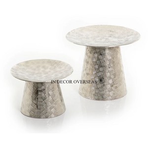 ถาดเสิร์ฟทรงรีเคลือบผงโลหะสีขาวสีดำพร้อมขาตั้งฐานสีดำดูหรูหรา - Product Image 6