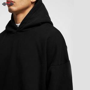 Meilleure qualité noir personnalisé de haute qualité pull à capuche hommes français éponge coton surdimensionné lourd 300gsm hiver plaine teint - Product Image 3