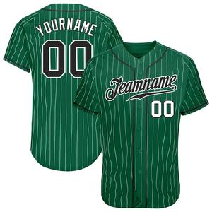 Meilleures ventes Vêtements d'équipe personnalisés Maillot de baseball authentique noir-blanc à fines rayures vert Kelly personnalisé - Product Image 1