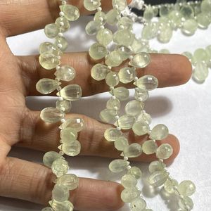 Cuentas de Briolette en Forma de Gota de Pera Facetada de Prehnita Verde Natural Calidad AAA 8-11MM Piedra Preciosa al por mayor para Suministros de Cuentas - Product Image 4