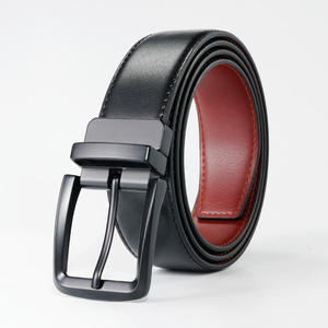 Ceinture à boucle ardillon OEM ODM avec logo personnalisé Ceintures en cuir de vachette véritable pour hommes Ceinture de tenue d'affaires réversible double face rotative - Product Image 6