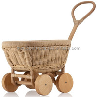 Poussette de poupées en osier de rotin fait main Offre Spéciale Poussette de chariot de jouet de bébé