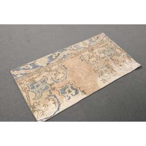 Alfombra Turca Vintage, Alfombra Pequeña de 2.1x3.9 pies, Alfombra con Estampado Animal Azul - Product Image 3