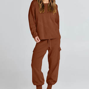 Conjunto de traje de suéter de Punto ligero para mujer, jersey de manga larga con cuello redondo, ajuste informal para invierno - Product Image 6