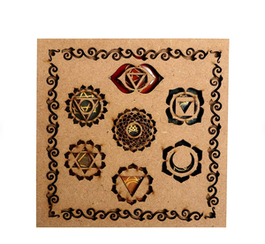 Caja con Gema Oval Chakra Set mayorista y Fabricante de Cristal Producto: 7 Chakra Oval Set Chakra Grabado Madera Amor - Product Image 4