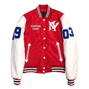 OEM Customized Logo <b>Leather</b> Sleeve Varsity Jackets Best Selling Highest Quality Street Wear Men Varsity Jackets - Product Image 1