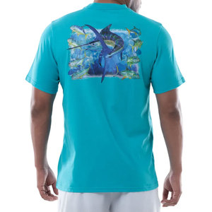 Camiseta de Algodón Turquesa para Hombre con Bolsillo Delantero, Transpirable, de Color Sólido, Estilo Pullover, para Pesca - Product Image 3