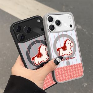 Coque transparente magnétique motif cheval du Nouvel An pour iPhone 17 16 15 14 13 12 Pro Max – Étui de téléphone en PMMA transparent - Product Image 3