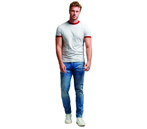 Logotipo personalizado Ringer Shirt Cuello redondo Contraste Trim Algodón Ringer Tee Estilo vintage Camiseta Unisex Fabricante de ropa al por mayor - Product Image 6