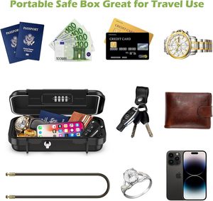 Coffre-fort <span class=keywords><strong>portable</strong></span> de grande taille avec serrure à combinaison et câble métallique amovible, étanche et antivol pour la maison, le bureau, l'hôtel, les voyages - Product Image 4