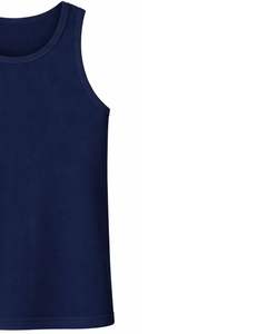 Débardeur sans manches bleu marine pour homme, gilet de sport athlétique en tissu côtelé extensible et respirant, idéal pour l'été, fabrication sur mesure, vente en gros - Product Image 4