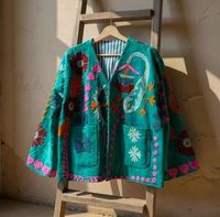 Veste en velours Suzani brodée de haute qualité, nouveau motif 2025, style bohème hippie indien, veste unisexe, manteau Suzani pour femmes