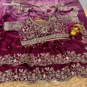 ผ้าซิลค์สองสีสวยงาม พร้อมงานปักดิ้นทอง ราคาถูกที่สุดจากผู้ผลิตเสื้อผ้าสตรีในอินเดีย - Product Image 2