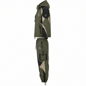 Ensemble coupe-vent respirant pour homme, style streetwear, avec logo personnalisé, veste zippée en nylon et pantalon de survêtement, 2 pièces, tenue de sport d'été - Product Image 3