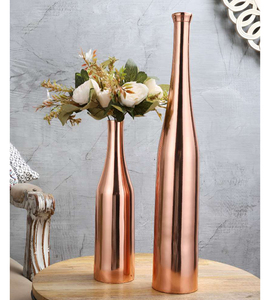 Jarrones de diseño único, suministro de fábrica, jarrón de Metal alto para centro de mesa de boda, decoración de jarrón de flores de pie con acabado de cobre - Product Image 1