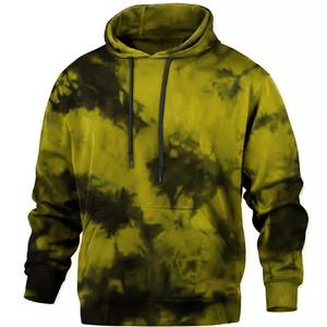 Sweat à capuche pour homme, vert tie-dye, streetwear décontracté, pull-over, polaire chaud, manches longues, imprimé élégant, sweat à capuche d'hiver - Product Image 3