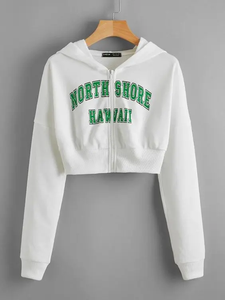 Sweat à capuche imprimé couleur contrastée pour femmes avec manches longues et pull visage hiver automne sweat court et capuche courte - Product Image 4