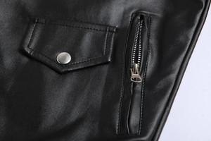 Faux Leather Regular Jacket Stylish Unisex Outerwear Motorbike High Street Style Zipper Closure Winter Front Logo <b>Fur</b> <b>Trim</b> - Product Image 4
