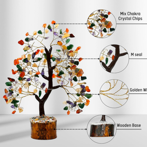Mélange de pierre semi-précieuse naturelle Chakra arbre de pierres précieuses en cristal 100 puces arbre de cristal Feng Shui Figurine pour la décoration de la maison - Product Image 3