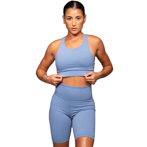 Customizable Logo Printed <b>Women's</b> Gym Joga Set Solid Stretch Tech Sports Bra Shorts <b>Leggings</b> Casual Fitness Sets Custom Design - Product Image 5