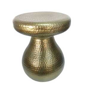 Table d'appoint ronde en aluminium Table basse design antique en métal avec finition dorée et pieds pour le salon - Product Image 3