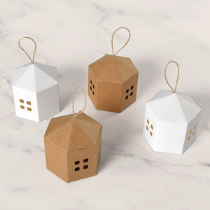 Scatola Regalo a Forma di Borsa Minimalista Monocolore con Sei Scomparti Traforati in Carta Effetto Pelle Bovina - Product Image 3