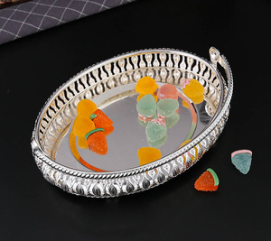 Bandeja Redonda Decorativa de Metal con Asa para Pastel, Postre, Mesa de Comedor, Decoración del Hogar, Regalo, Hotel, Restaurante, Bandeja de Exhibición ProX - Product Image 2