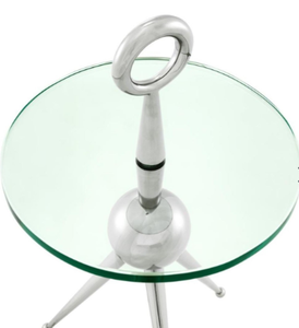 Table d'appoint moderne contemporaine sur trépied en verre avec poignée en anneau décorative Meubles de maison pour le salon et la salle à manger - Product Image 1