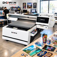 DOWIN A1 UV Flatbed Printer 6090 3 Printheads Resolusi Tinggi Respon Cepat Printer Inkjet Digital untuk Akrilik Kayu Kaca Logam