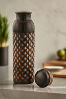 Magnifique boîte-cadeau isotherme en cuivre pur, écologique, étanche, 1 litre, imprimé vert, motif Jaipuri, applicable