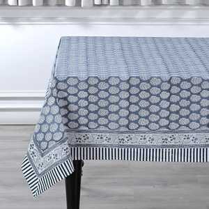 Elegante mantel floral azul lavado a la piedra, bloque hecho a mano, estampado de algodón, estilo bohemio rústico para comedor, cocina, decoración de eventos de boda - Product Image 3